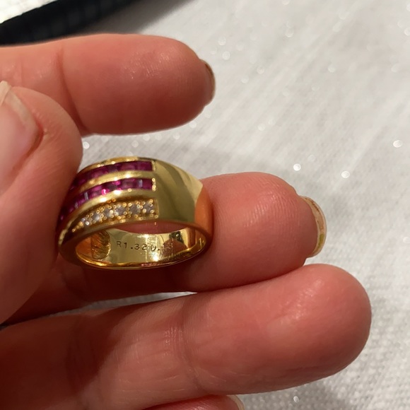BN Solid 18k Gold, Rubys and Diamonds Ring - Picture 11 of 11